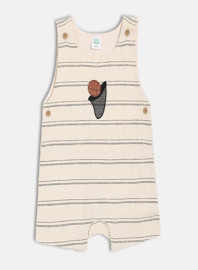 miniklub Cotton Half Sleeves Striped Dungaree With Tee - (0-3M) - Image 4