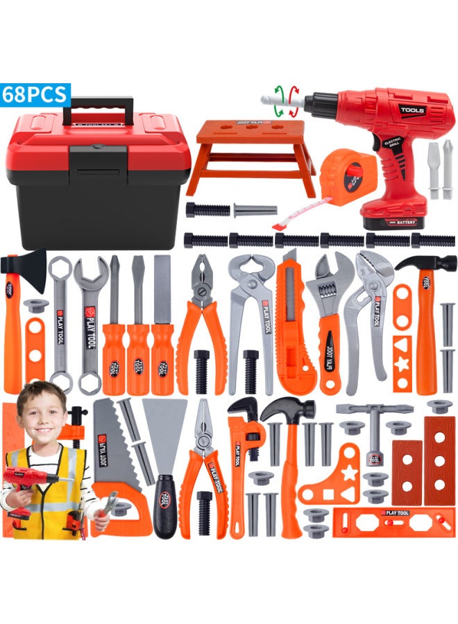 مجموعة أدوات الأطفال، أداة إصلاح محاكاة الطفل، مفك براغي كهربائي لإصلاح الأولاد والبنات، اللعب المنزلي - اللون: 45 قطعة سلسلة أدوات مع بدلة أدوات 808 - Image 5