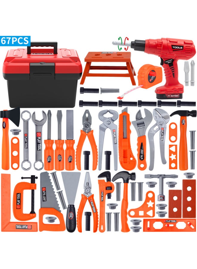 مجموعة أدوات الأطفال، أداة إصلاح محاكاة الطفل، مفك براغي كهربائي لإصلاح الأولاد والبنات، اللعب المنزلي - اللون: 45 قطعة سلسلة أدوات مع بدلة أدوات 808 - Image 3