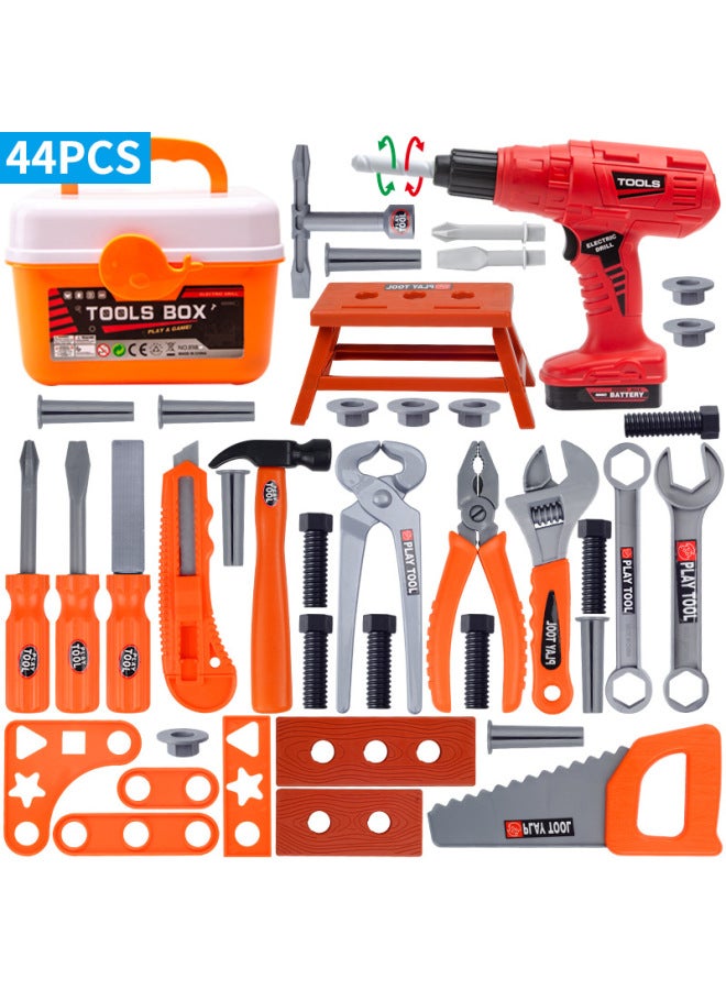 مجموعة أدوات الأطفال، أداة إصلاح محاكاة الطفل، مفك براغي كهربائي لإصلاح الأولاد والبنات، اللعب المنزلي - اللون: 45 قطعة سلسلة أدوات مع بدلة أدوات 808 - Image 4