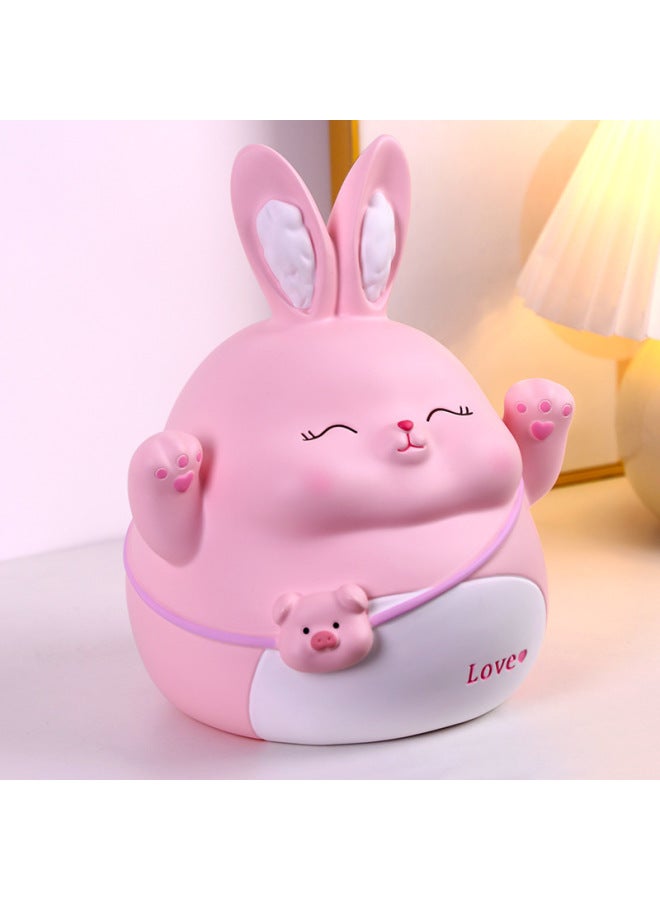 Rabbit Year Piggy Bank Children's Toy Piggy Bank Men's And Women's Gift Coin Box Piggy Bank Worker Vinyl Craft-Color:Rabbit White Large  - Image 2