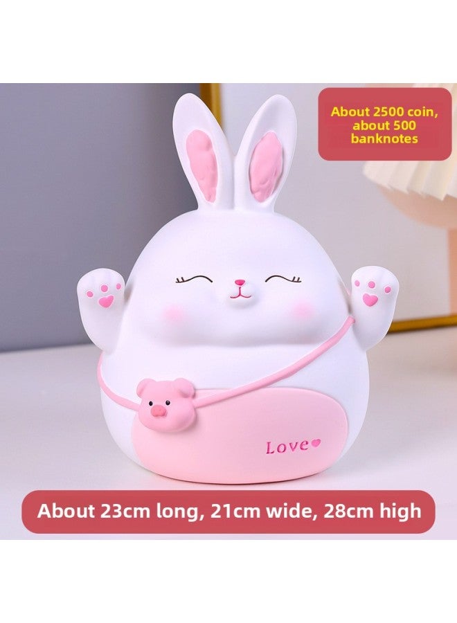 Rabbit Year Piggy Bank Children's Toy Piggy Bank Men's And Women's Gift Coin Box Piggy Bank Worker Vinyl Craft-Color:Rabbit White Large  - Image 1
