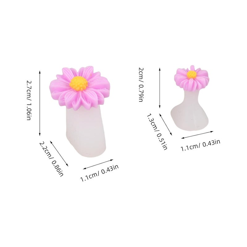 Silicone Toe Separators 2 Sets Daisy Flower Nail Polish Toe Dividers Bunion Correction Spacers for Men Women Pedicure Foot Alignment and Relief - Image 2