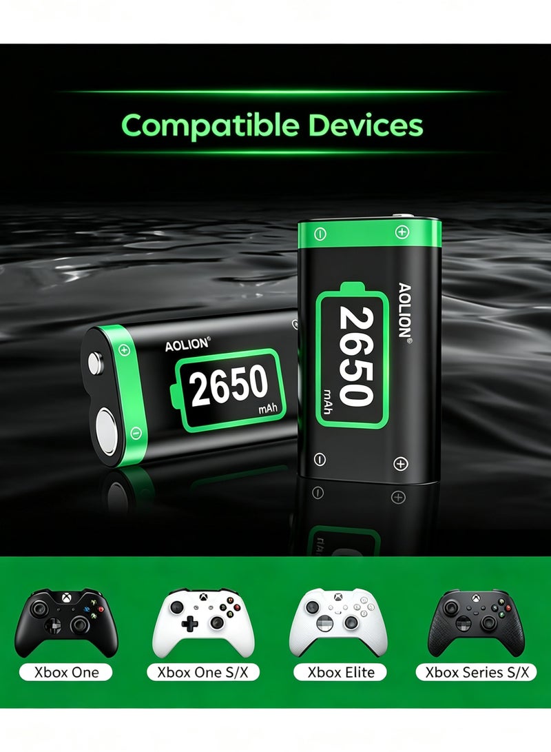 أوليون حزمة بطارية قابلة لإعادة الشحن لجهاز Xbox One/Xbox Series X|S/وحدة تحكم Xbox One Elite مع 2x2650mAh - Image 3