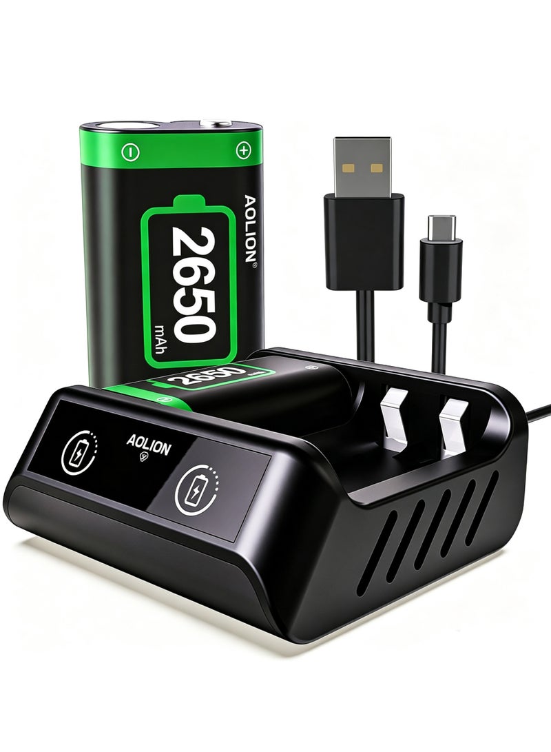 أوليون حزمة بطارية قابلة لإعادة الشحن لجهاز Xbox One/Xbox Series X|S/وحدة تحكم Xbox One Elite مع 2x2650mAh - Image 1