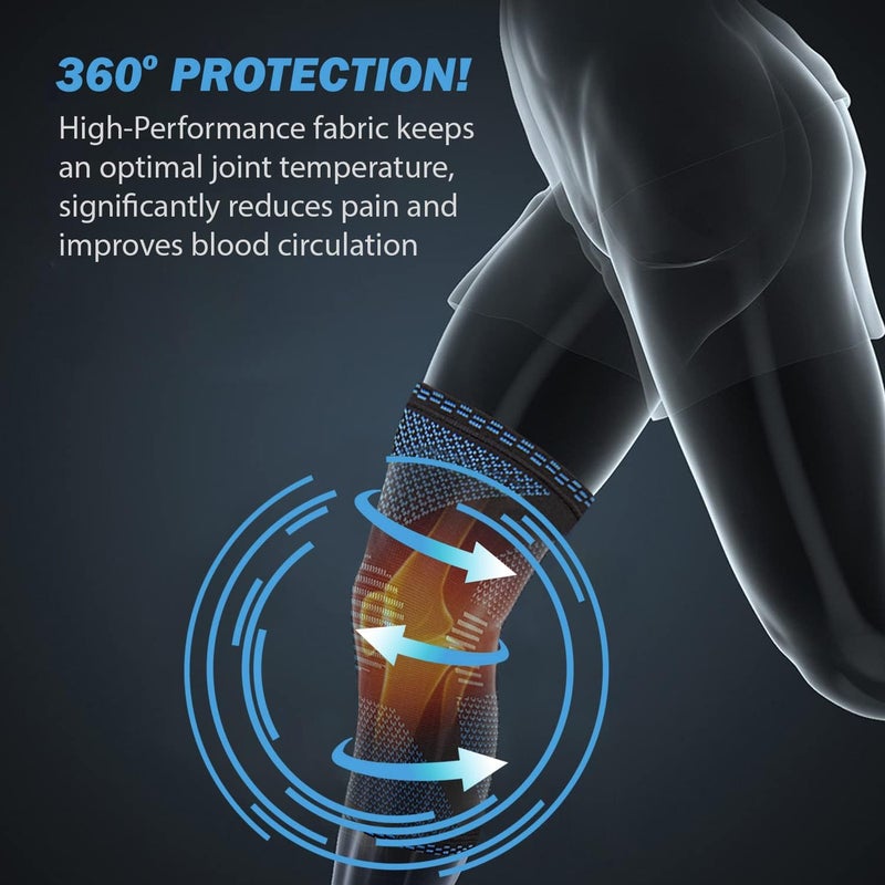 POWERLIX Knee Compression Sleeve - Best Knee Brace for Knee Pain for Men & Women – Knee Support for Running, Basketball, Volleyball, Weightlifting, Gym, Workout, Sports - (Light Blue XL) - Image 3