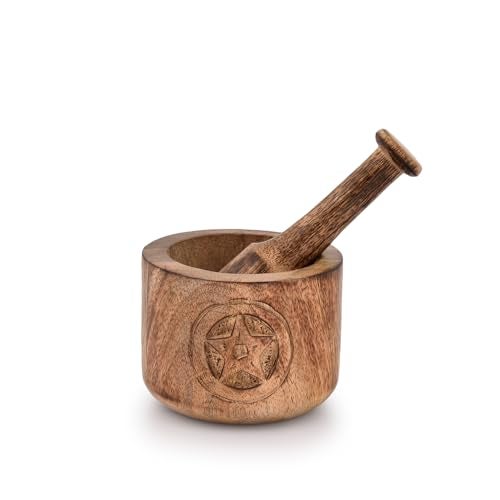 Kaizen Casa Wooden Mortar and Pestle Garlic Masher Hand Grinder Crusher Kitchen Gadgets - Image 1