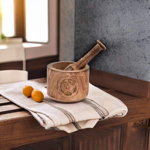 Kaizen Casa Wooden Mortar and Pestle Garlic Masher Hand Grinder Crusher Kitchen Gadgets - Image 5