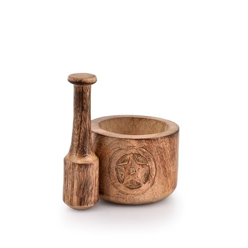 Kaizen Casa Wooden Mortar and Pestle Garlic Masher Hand Grinder Crusher Kitchen Gadgets - Image 2