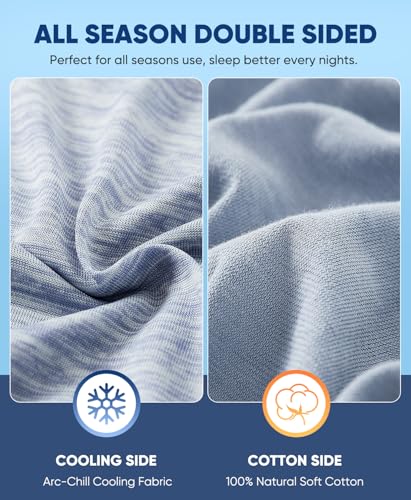 LUXEAR Cooling Pillow Cases Queen Size, 2 Pack Hidden Zipper Arc-Chill Cool Pillowcases with Double-Side Design [Oeko-TEX Certified], Anti-Static, Skin-Friendly, Machine Washable Pillow Cases - Blue - Image 5