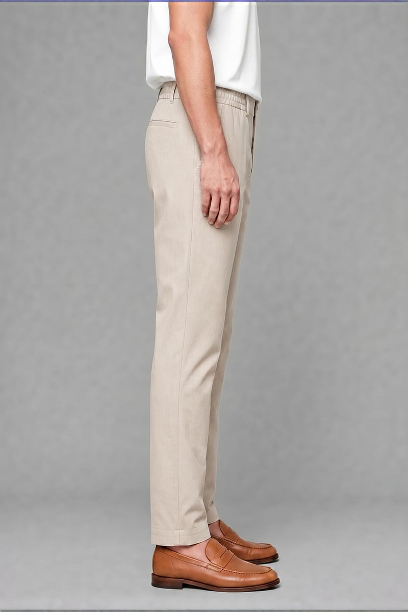 DeFacto Beige Man Regular Fit Elastic Waist Beige Trousers Casual - Image 3