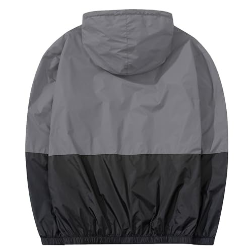 XiaoYouYu Men's Lightweight Windbreaker Jackets Outdoor Hooded Pocket Raincoat Jacket (Grey, XX-Large) - Image 3