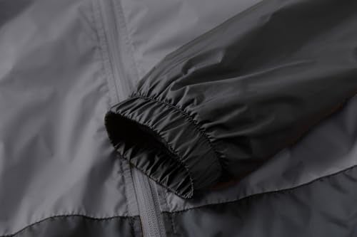 XiaoYouYu Men's Lightweight Windbreaker Jackets Outdoor Hooded Pocket Raincoat Jacket (Grey, XX-Large) - Image 2