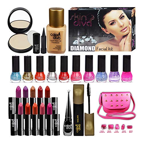 COLOR DIVA Makeup Combo Sets With Skin Diva Skin Care Facail Kit-80g Pack of 23 Pc - Image 1