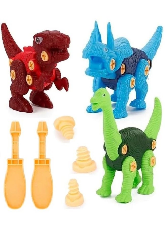 Sky Tech Sky Tech® Dinosaur Toys with Screwdrivers for Kids Pack of 3 DIY Take Apart Dinosaur Toy Figure Toy Dino Kids Building Learning Toys STEM Toy for Birthday Gifts 3 4 5 6 7 8 Year Old Boys and Girls  - Image 1