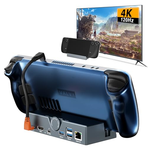 RuntoGOL Steam Deck Dock - USB C Docking Station with Adjustable Stand, 100W PD Charging Dock with 4K@120Hz HDMI 2.1,Gigabit Ethernet,3 USB 3.0 Port, for Steam Deck OLED/ROG Ally/Legion Go S - Image 1