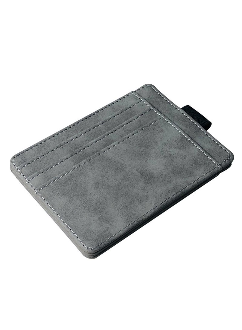 NOVOLAN Card Wallet 7 Card Slots for Ample Storage, Elastic Band Closure, Driver License Card Slot for Convenience, Pu Leather Construction, Coin Pocket, Folded Bills, Receipts, 11.5x8.5cm (grey)  - Image 1