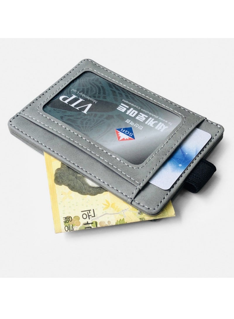NOVOLAN Card Wallet 7 Card Slots for Ample Storage, Elastic Band Closure, Driver License Card Slot for Convenience, Pu Leather Construction, Coin Pocket, Folded Bills, Receipts, 11.5x8.5cm (grey)  - Image 3