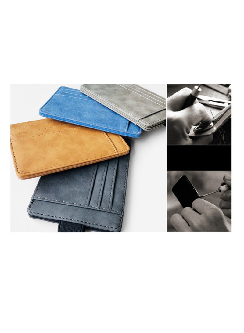 NOVOLAN Card Wallet 7 Card Slots for Ample Storage, Elastic Band Closure, Driver License Card Slot for Convenience, Pu Leather Construction, Coin Pocket, Folded Bills, Receipts, 11.5x8.5cm (grey)  - Image 4