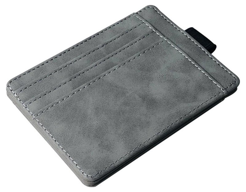 نوفولان محفظة بطاقات، 7 فتحات للبطاقات لتخزين واسع، إغلاق بشريط مطاطي، فتحة لبطاقة رخصة القيادة لسهولة الاستخدام، هيكل من جلد البولي يوريثان، جيب للعملات المعدنية، فواتير مطوية، إيصالات، 11.5 × 8.5 سم (رمادي) - Image 1