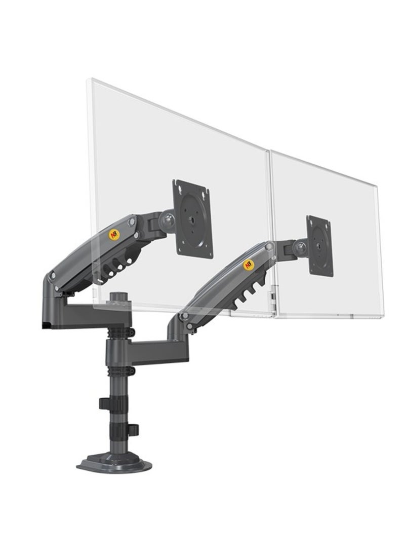 NB ERGONOMIC Dual Monitor Arm Gas Spring Desk Mount Supports Two 17" to 27" Screens up to 19.8 lbs for Each Monitor, VESA 75x75 & 100x100, 360° Rotation, Tilt & Swivel Adjustments, Black - H180B - Image 1