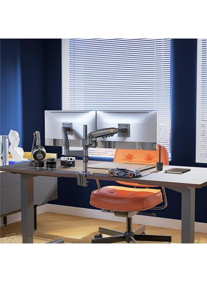 NB ERGONOMIC Dual Monitor Arm Gas Spring Desk Mount Supports Two 17" to 27" Screens up to 19.8 lbs for Each Monitor, VESA 75x75 & 100x100, 360° Rotation, Tilt & Swivel Adjustments, Black - H180B - Image 4