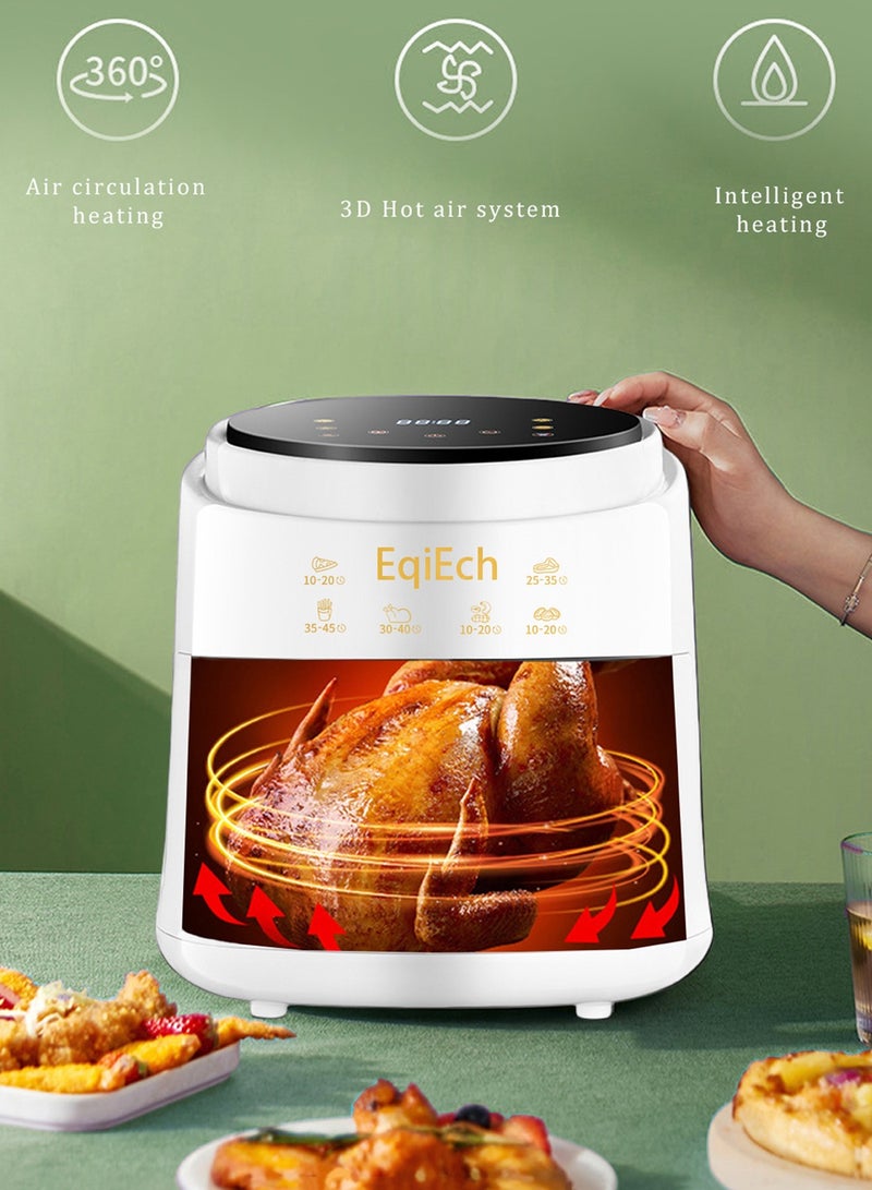 EqiEch Air Fryer 6 Liter 1500 W ,Digital Touch Panel LCD Display Smart Air Fryer with 4 Presets Timer Automatic Power-Off Function and Non-Stick Dishwasher-Safe Parts, White - Image 3