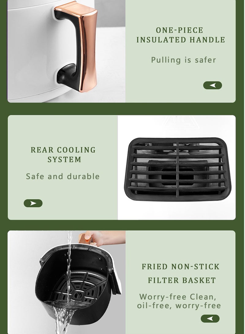 EqiEch Air Fryer 6 Liter 1500 W ,Digital Touch Panel LCD Display Smart Air Fryer with 4 Presets Timer Automatic Power-Off Function and Non-Stick Dishwasher-Safe Parts, White - Image 5