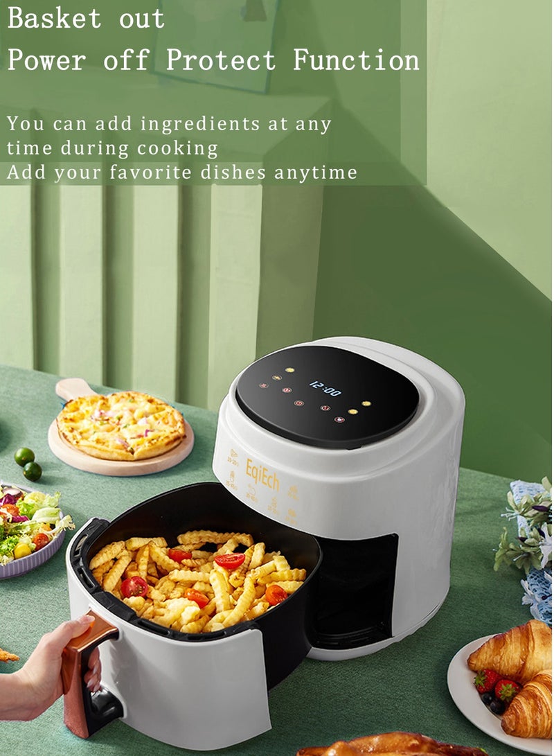 EqiEch Air Fryer 6 Liter 1500 W ,Digital Touch Panel LCD Display Smart Air Fryer with 4 Presets Timer Automatic Power-Off Function and Non-Stick Dishwasher-Safe Parts, White - Image 4