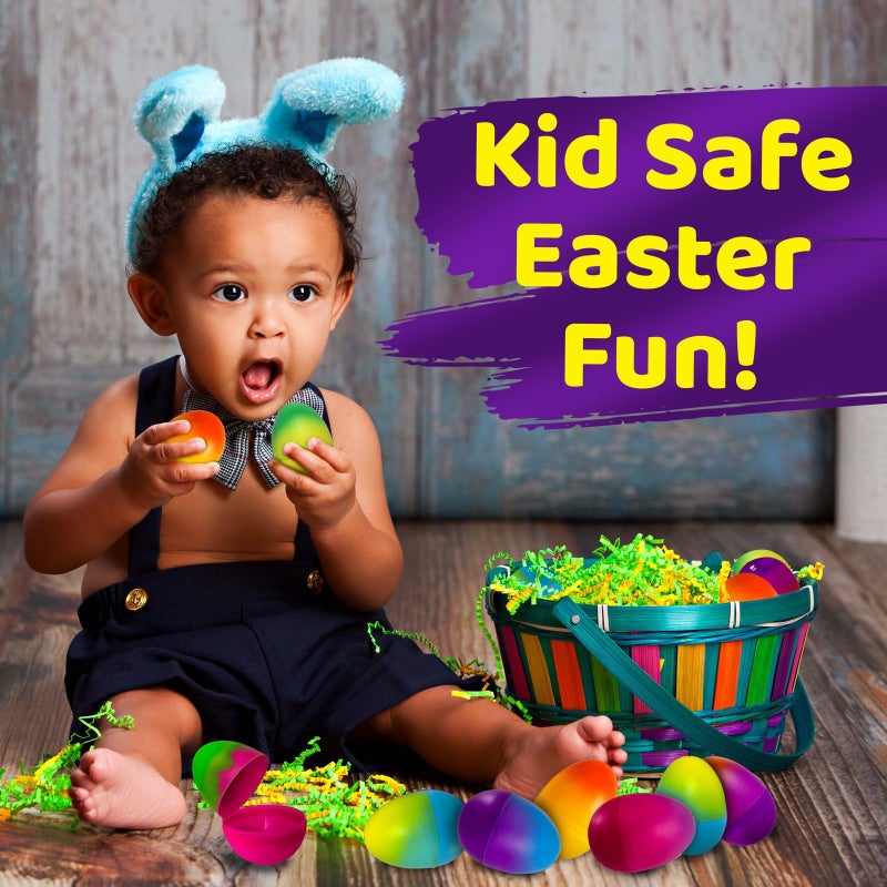 stargo 16 Pack - Plastic Easter Eggs Empty 3.2â€ Large Plastic Eggs Fillable For Easter Egg Hunt, easter egg basket, Party Favor, Surprise Egg. Set of Bright Multicolored OmbrÃ© Eggs - Image 5