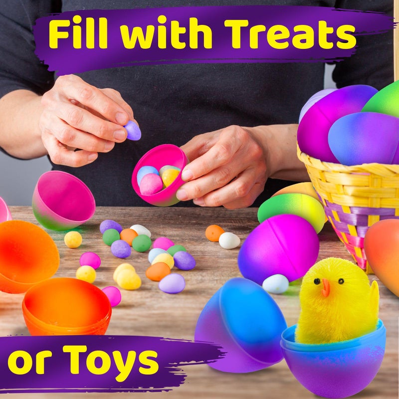 stargo 16 Pack - Plastic Easter Eggs Empty 3.2â€ Large Plastic Eggs Fillable For Easter Egg Hunt, easter egg basket, Party Favor, Surprise Egg. Set of Bright Multicolored OmbrÃ© Eggs - Image 3