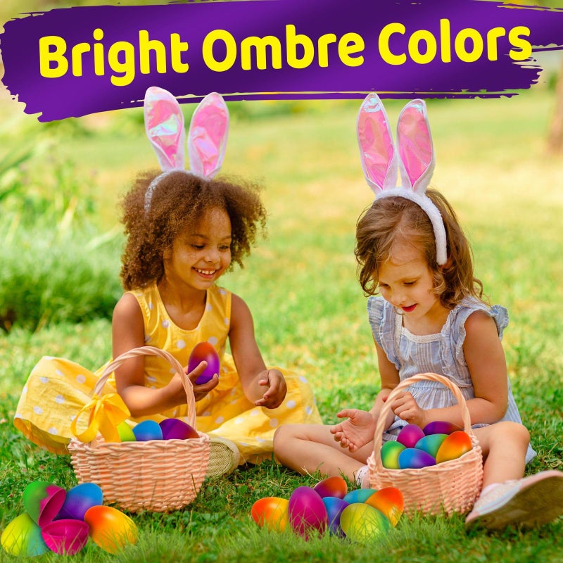 stargo 16 Pack - Plastic Easter Eggs Empty 3.2â€ Large Plastic Eggs Fillable For Easter Egg Hunt, easter egg basket, Party Favor, Surprise Egg. Set of Bright Multicolored OmbrÃ© Eggs - Image 4