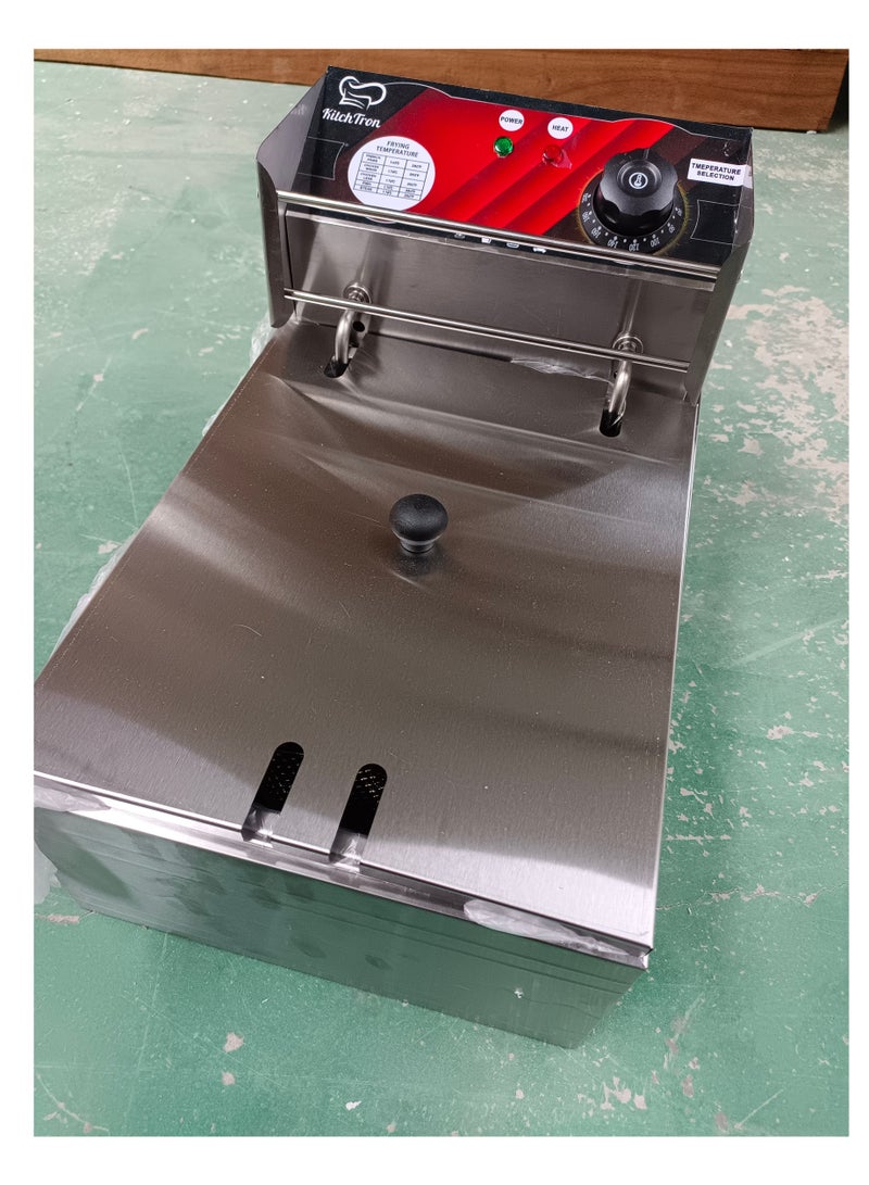 KitchTron Electric Deep Fryer Stylish Red Panel 6L 2500W,Stainless Steel Single Tank Fryer with Fryer Basket.Outstanding Adjustable Temperature Control.Perfect for Home and Commercial Restaurants. - Image 3