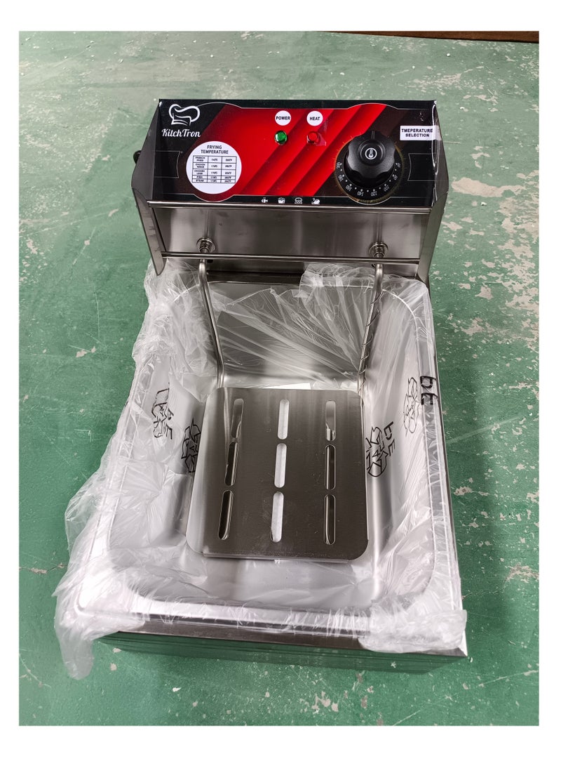 KitchTron Electric Deep Fryer Stylish Red Panel 6L 2500W,Stainless Steel Single Tank Fryer with Fryer Basket.Outstanding Adjustable Temperature Control.Perfect for Home and Commercial Restaurants. - Image 4