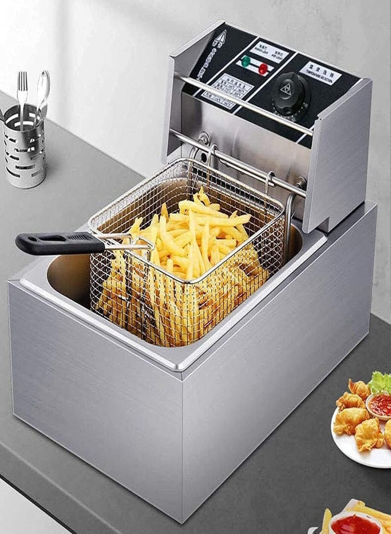 KitchTron Electric Deep Fryer Stylish 6L 2500W,Stainless Steel Single Tank Fryer with Fryer Basket.Outstanding Adjustable Temperature Control.Perfect for Home and Commercial Restaurants. - Image 1