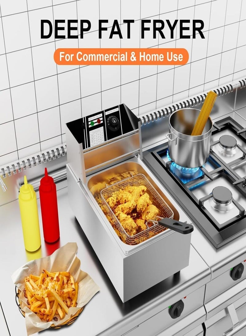 KitchTron Electric Deep Fryer Stylish 6L 2500W,Stainless Steel Single Tank Fryer with Fryer Basket.Outstanding Adjustable Temperature Control.Perfect for Home and Commercial Restaurants. - Image 3
