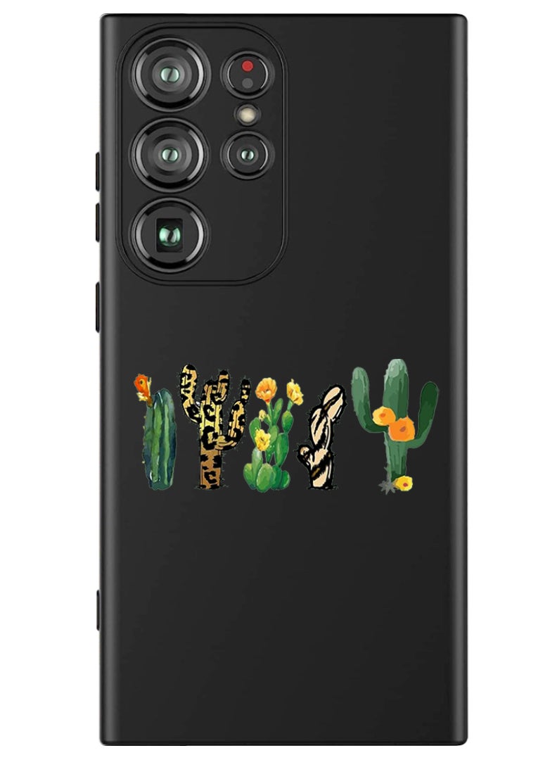 Theodor Protective Slim Fit Case Liquid Silicone Cover with Full Body Protection Anti-Scratch Shockproof Case For Samsung Galaxy S24 Ultra (Black) - cactus - Image 1