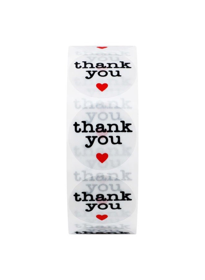 Hybsk Clear Circle Wafer Thank You Stickers with Red Heart 1 Inch Round 1,000 Adhesive Labels Per Roll - Image 2