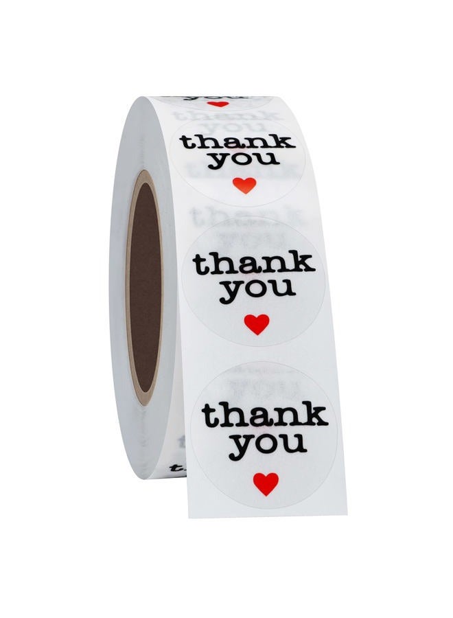 Hybsk Clear Circle Wafer Thank You Stickers with Red Heart 1 Inch Round 1,000 Adhesive Labels Per Roll - Image 4
