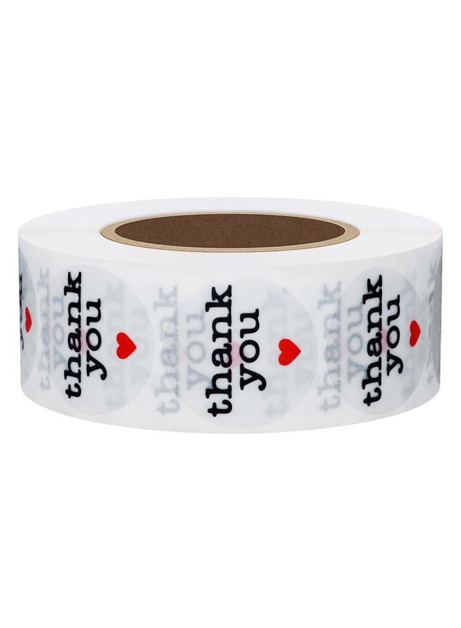 Hybsk Clear Circle Wafer Thank You Stickers with Red Heart 1 Inch Round 1,000 Adhesive Labels Per Roll - Image 3