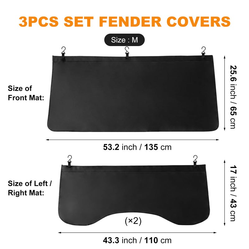 ICWEIMEI 3Pcs Set Automotive Fender Covers Magnetic PU Leather Car Fender Cover Work Mat, Car Protector Mat Pad with Hooks Size M - Image 2