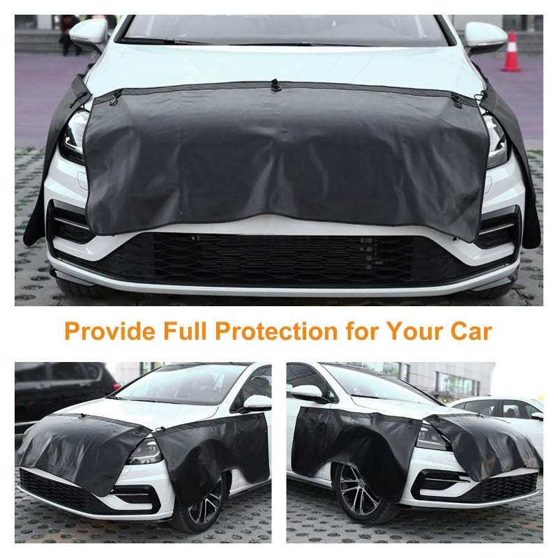 ICWEIMEI 3Pcs Set Automotive Fender Covers Magnetic PU Leather Car Fender Cover Work Mat, Car Protector Mat Pad with Hooks Size M - Image 5