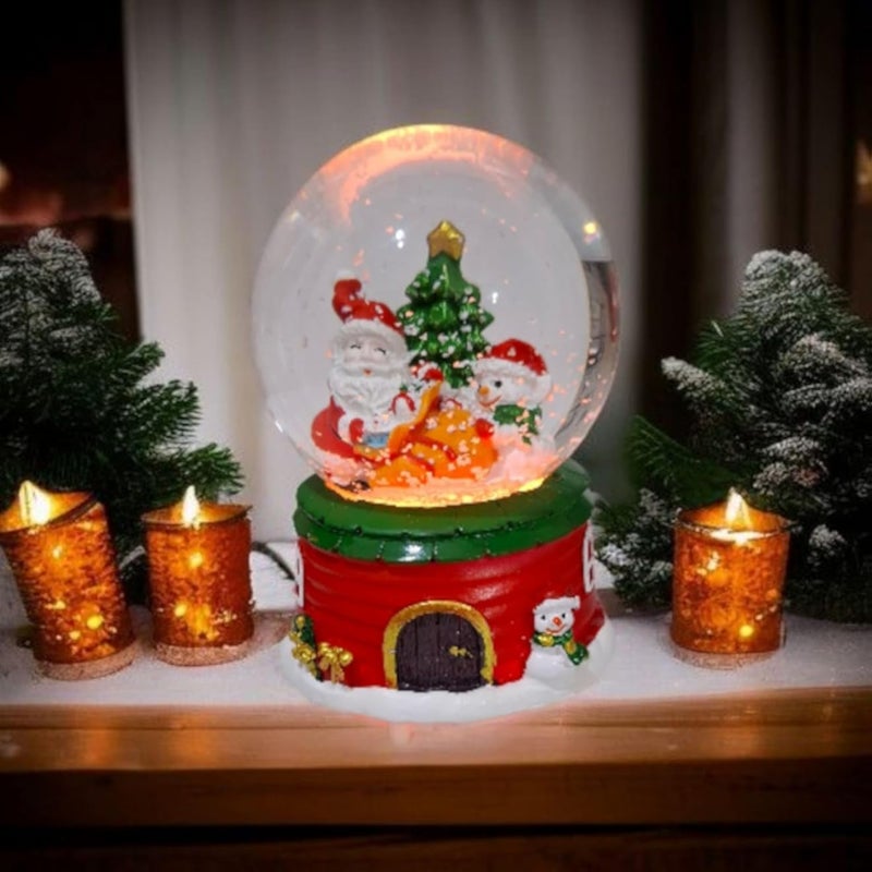 كرة ماء عيد الميلاد المضيئة مع الموسيقى - زينة رأس السنة الجديدة - موسيقى وإضاءة كرة ماء عيد الميلاد (سانتا، إيس، شجرة)