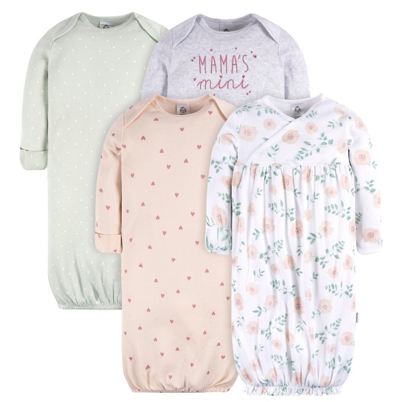 GerberBaby Girls4-Pack Sleeper GownMamas MiniNewborn - Image 1