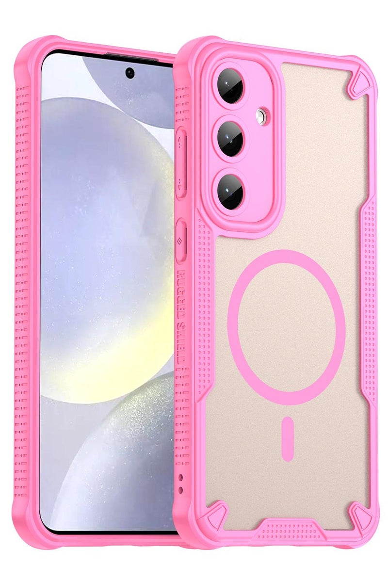 Cover For Samsung Galaxy S25 Plus Armor Glaze MagSafe Magnetic Phone Case Raised edges around the screen and camera lens help prevent scratches - Pink - Image 1