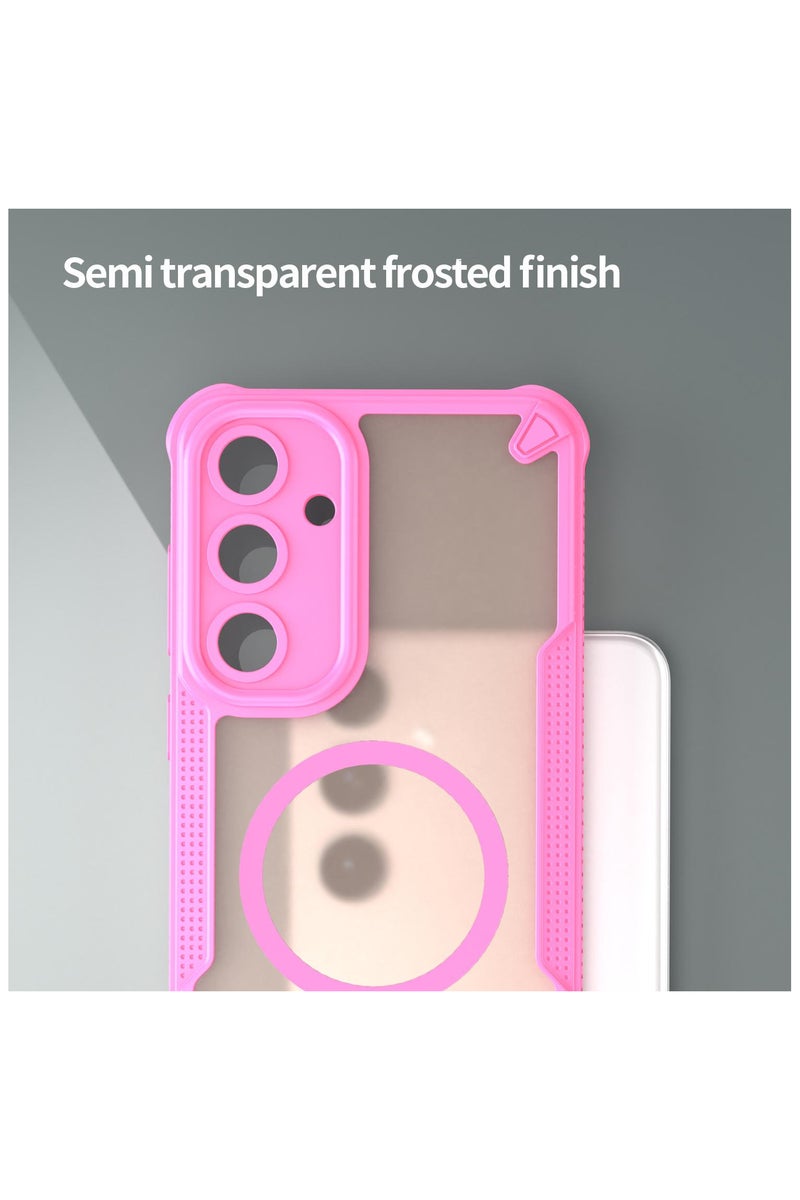 Cover For Samsung Galaxy S25 Plus Armor Glaze MagSafe Magnetic Phone Case Raised edges around the screen and camera lens help prevent scratches - Pink - Image 4