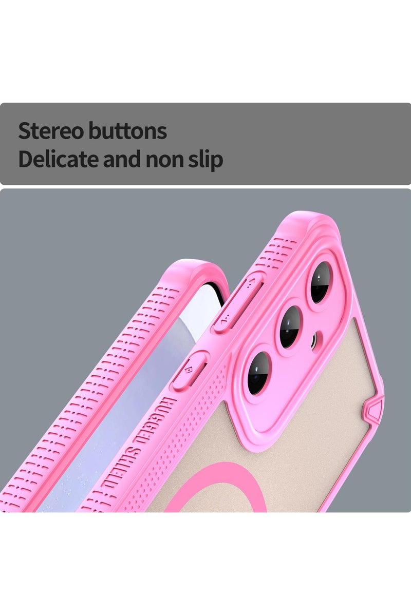 Cover For Samsung Galaxy S25 Plus Armor Glaze MagSafe Magnetic Phone Case Raised edges around the screen and camera lens help prevent scratches - Pink - Image 5