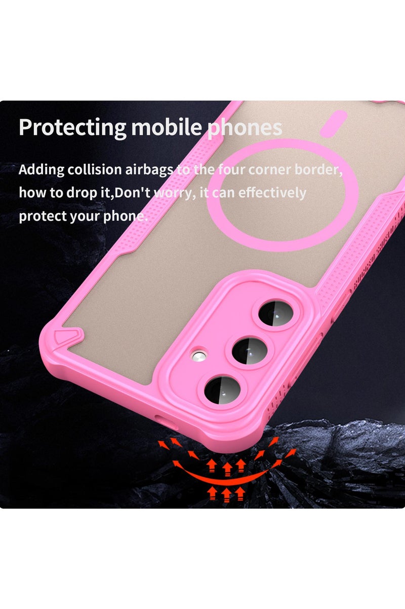 Cover For Samsung Galaxy S25 Plus Armor Glaze MagSafe Magnetic Phone Case Raised edges around the screen and camera lens help prevent scratches - Pink - Image 3