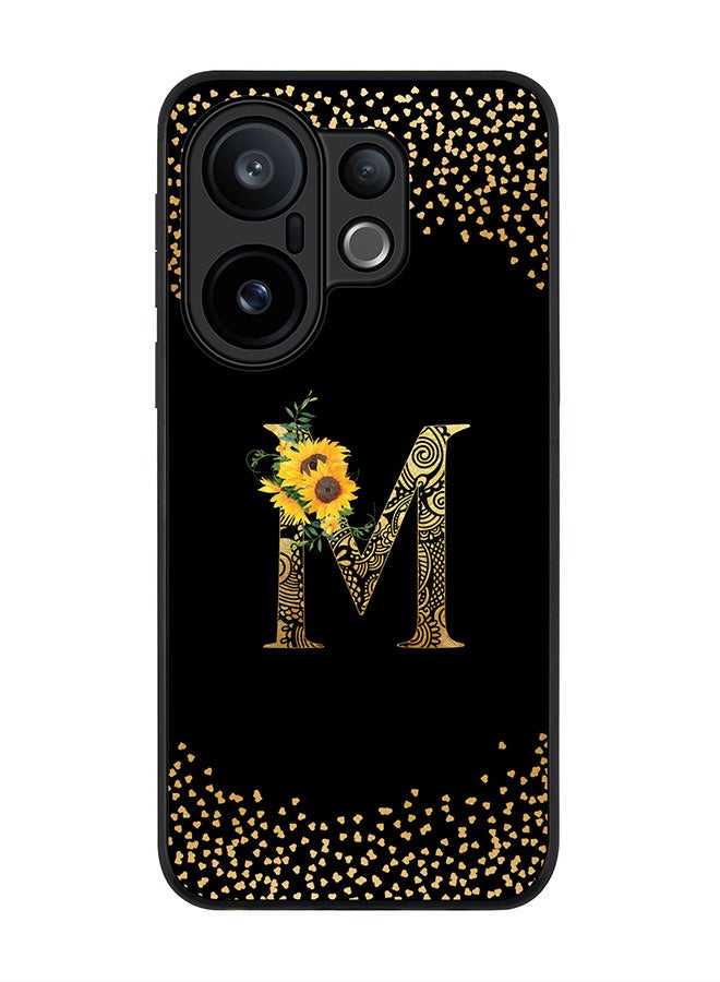 Stylizedd For vivo X200 FE / S30 Pro mini Case,Slim fit Camera Protection, Shockproof Thin Phone cover  - Custom Floral Monogram - M ( Black )