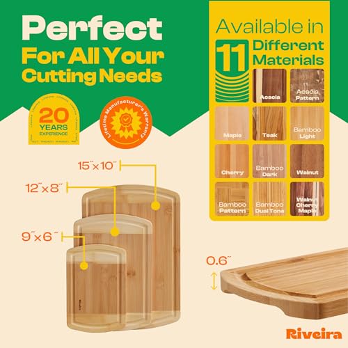 Riveira Two Tone Bamboo Wood Cutting Board – Versatile And Durable: Set Of 3 Pcs Rectangular Wooden Cutting Board – Natural Wooden Cutting Boards For Kitchen – Complete Bamboo Wooden Chopping Board - Image 2